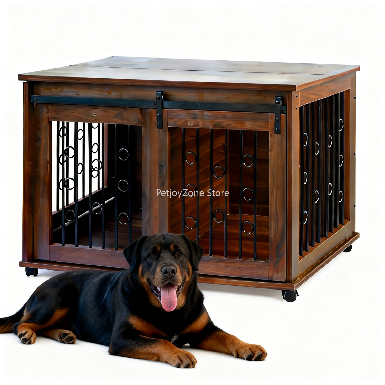 Sustainable Living Design - Adjustable All-Weather Solid Wooden Dog Kennel
