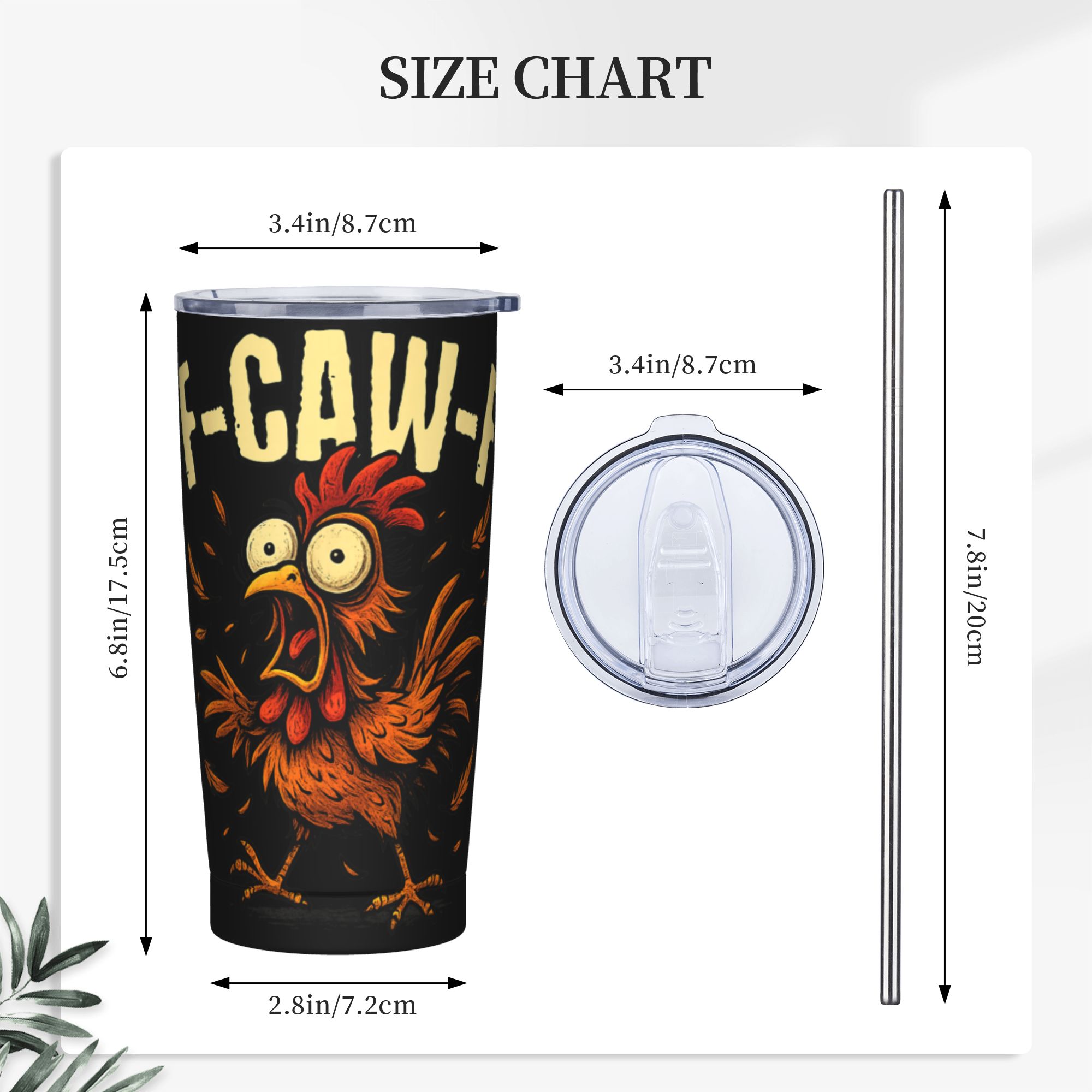 F-Caw-F Chicken FCAWF Tumbler  - Stainless Steel Straw recension och pris