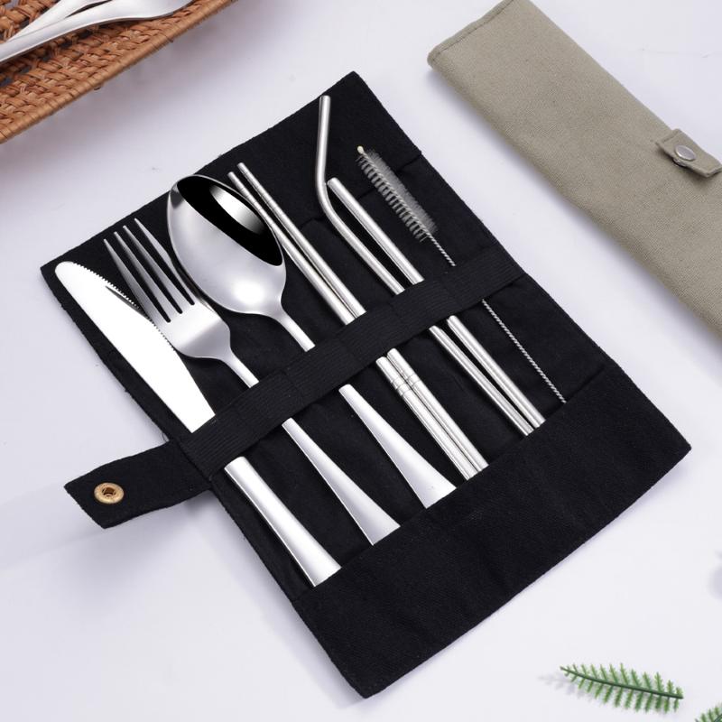 8 Pcs/Set Tableware Travel Cut - Stainless Steel Straw recension och pris